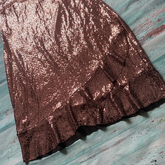 Bluebell bronze glitter sparkly ruffle spaghetti strap plus size mini dress 3X - Picture 3 of 5